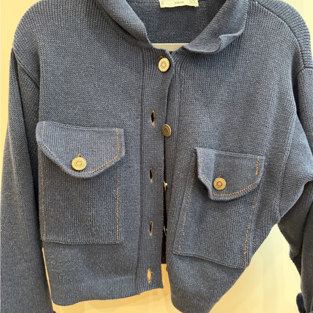Mango Navy Knit Sweater